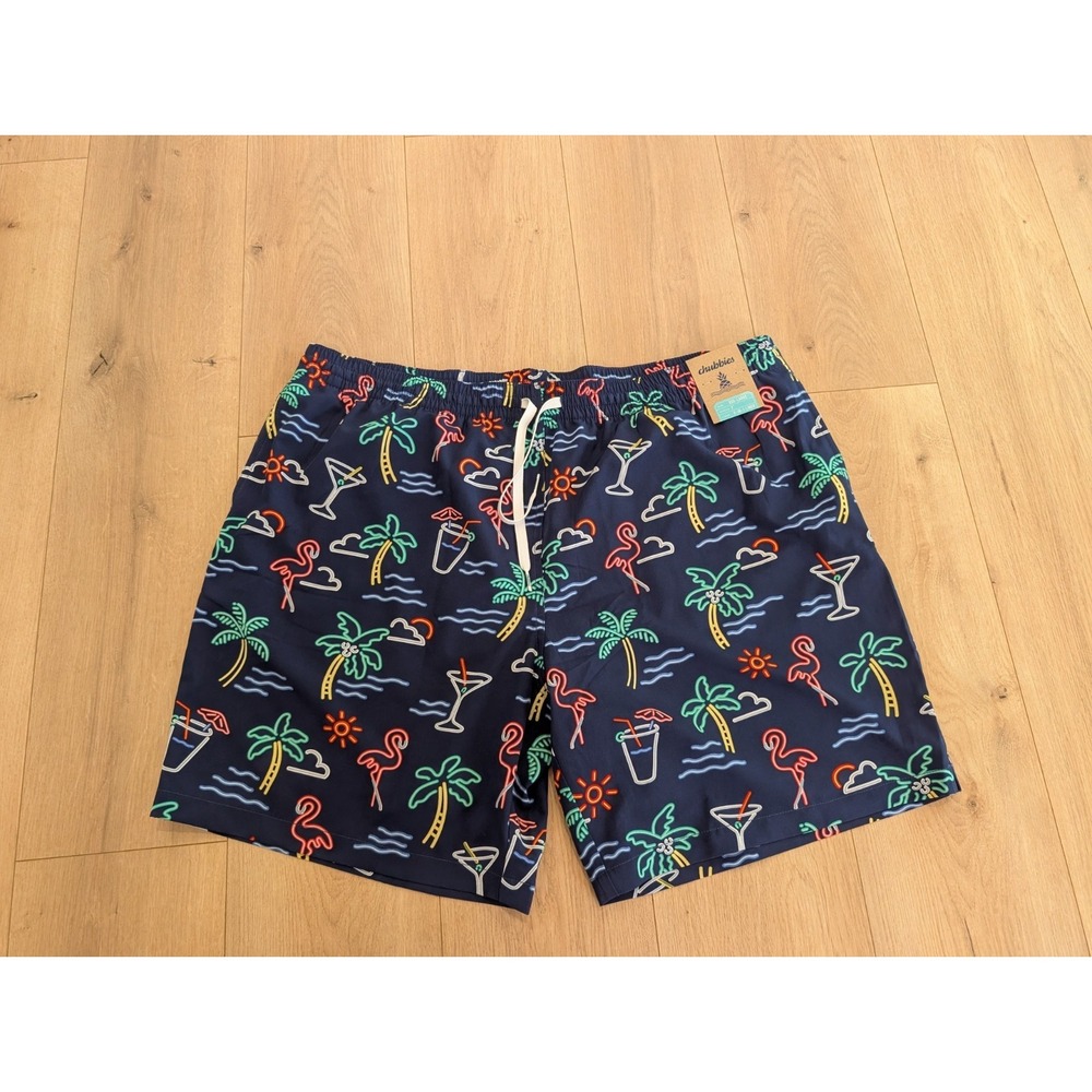 Chubbies The Neon Lights Swim Trunks Men's 3XL 7 Inseam Blue Polyester NEW